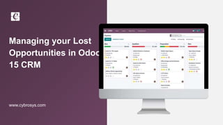 Managing your Lost
Opportunities in Odoo
15 CRM
www.cybrosys.com
 