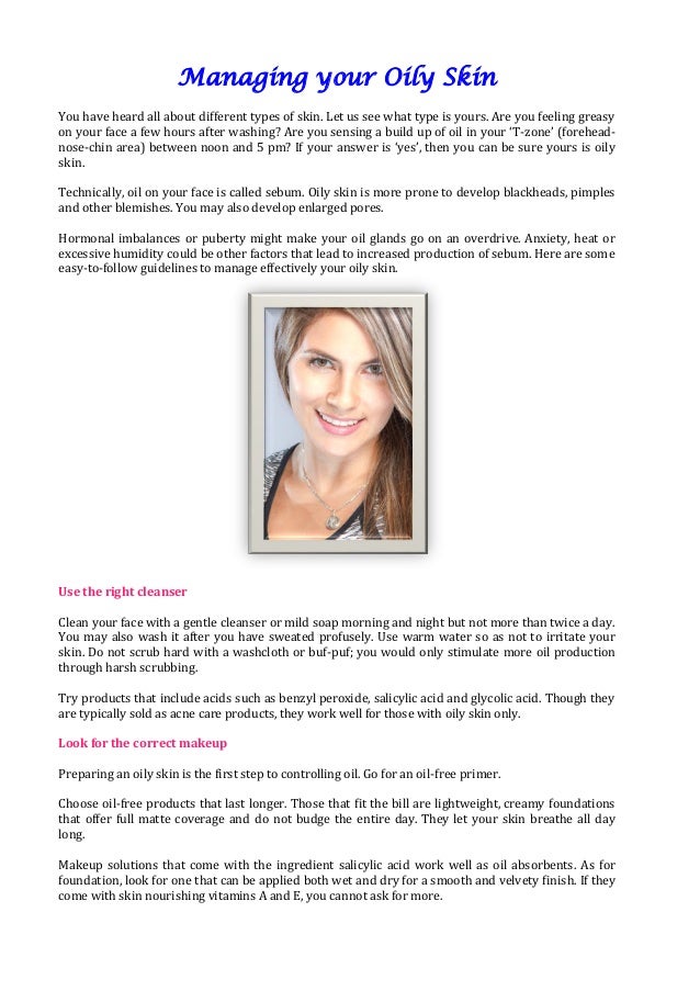 Managing Your Oily Skin