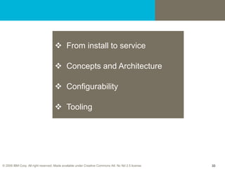 From install to service Concepts and Architecture Configurability Tooling 