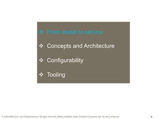 From install to service Concepts and Architecture Configurability Tooling 