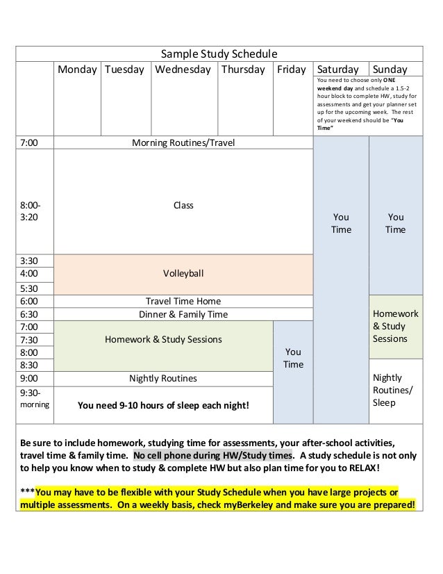After School Time Management Chart
