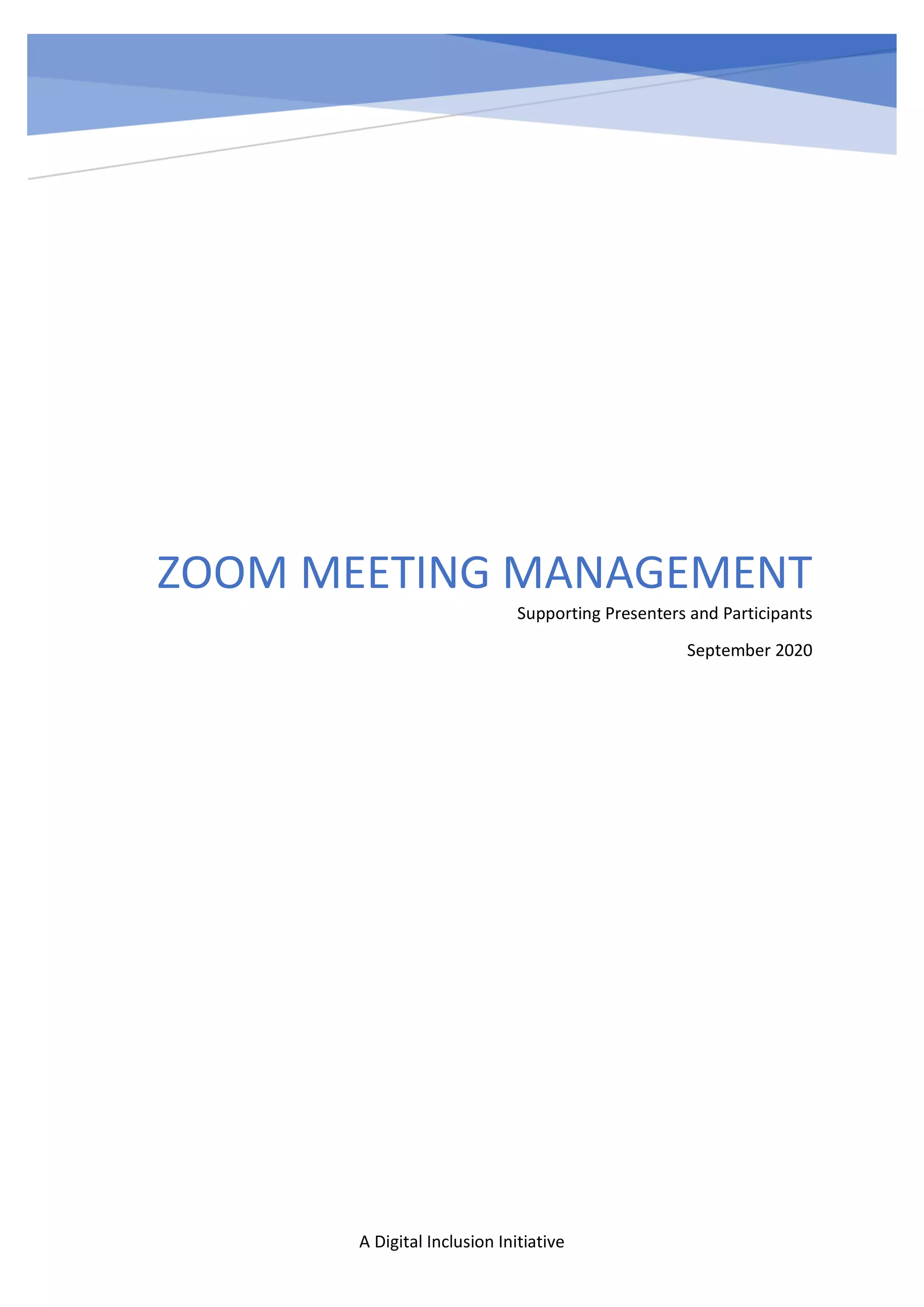 Managing zoom interactive online sessions