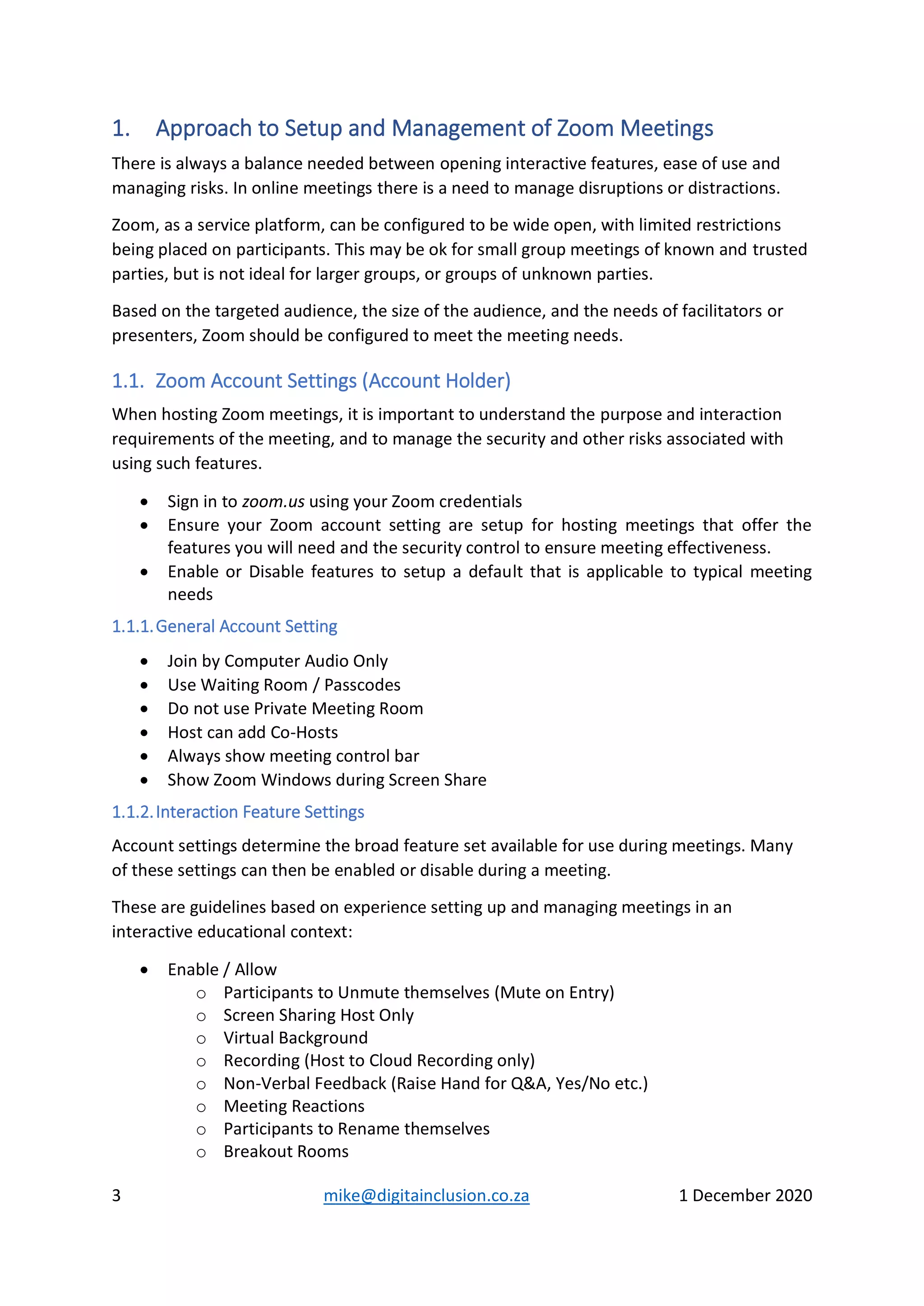 Managing zoom interactive online sessions