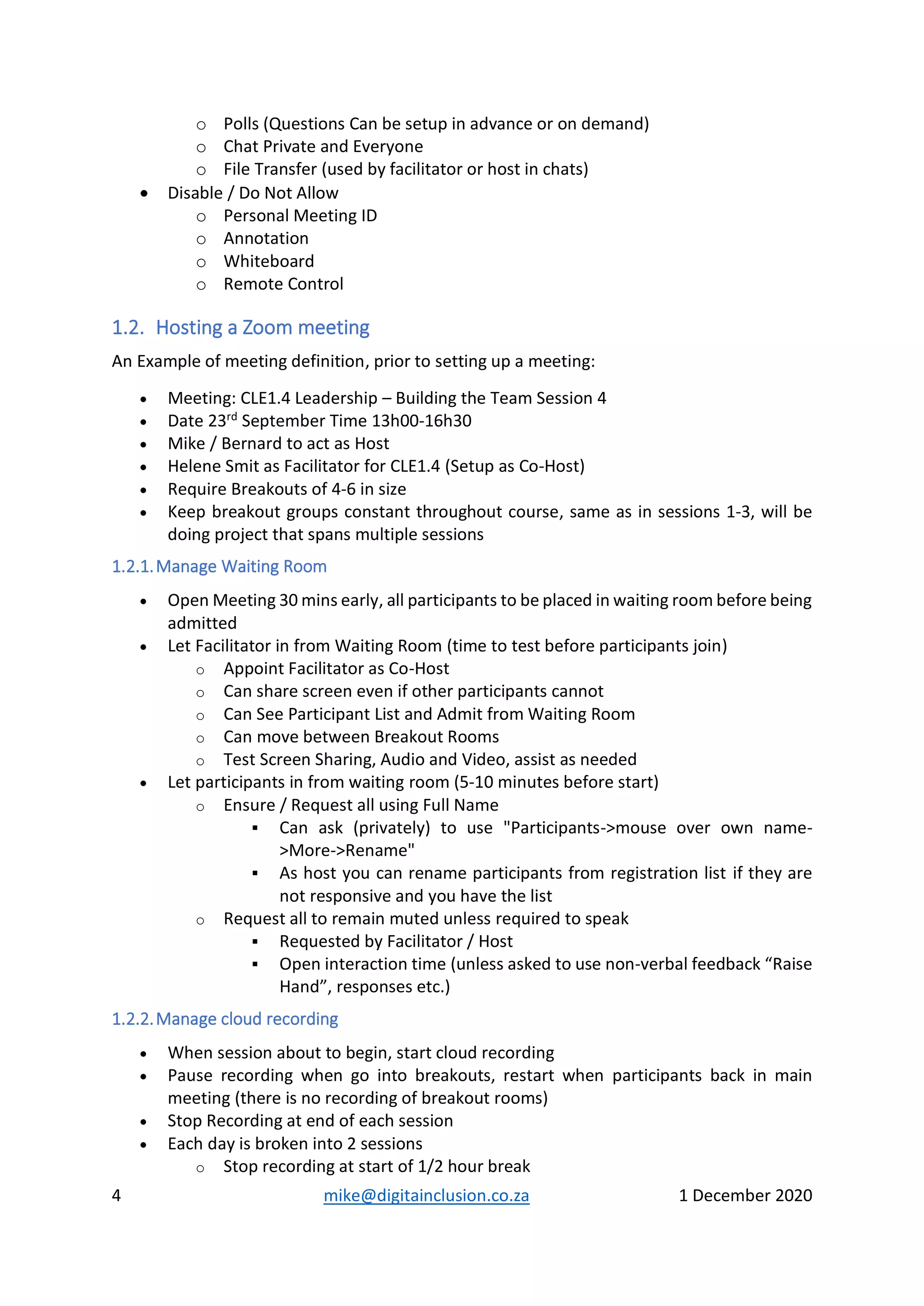 Managing zoom interactive online sessions