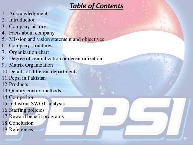 Pepsico Organizational Chart 2017