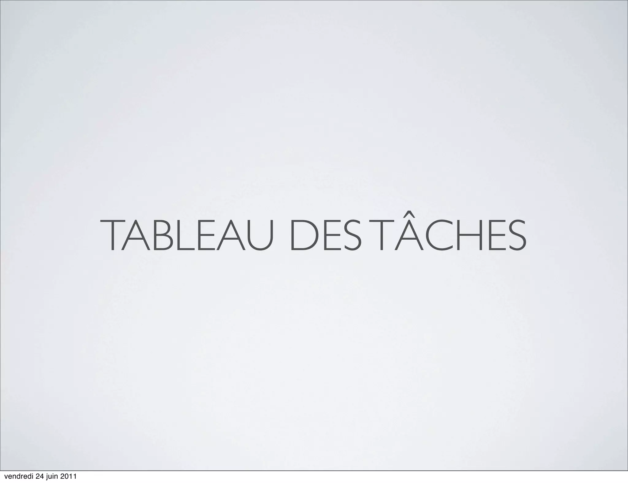 TABLEAU DES TÂCHES




vendredi 24 juin 2011
 