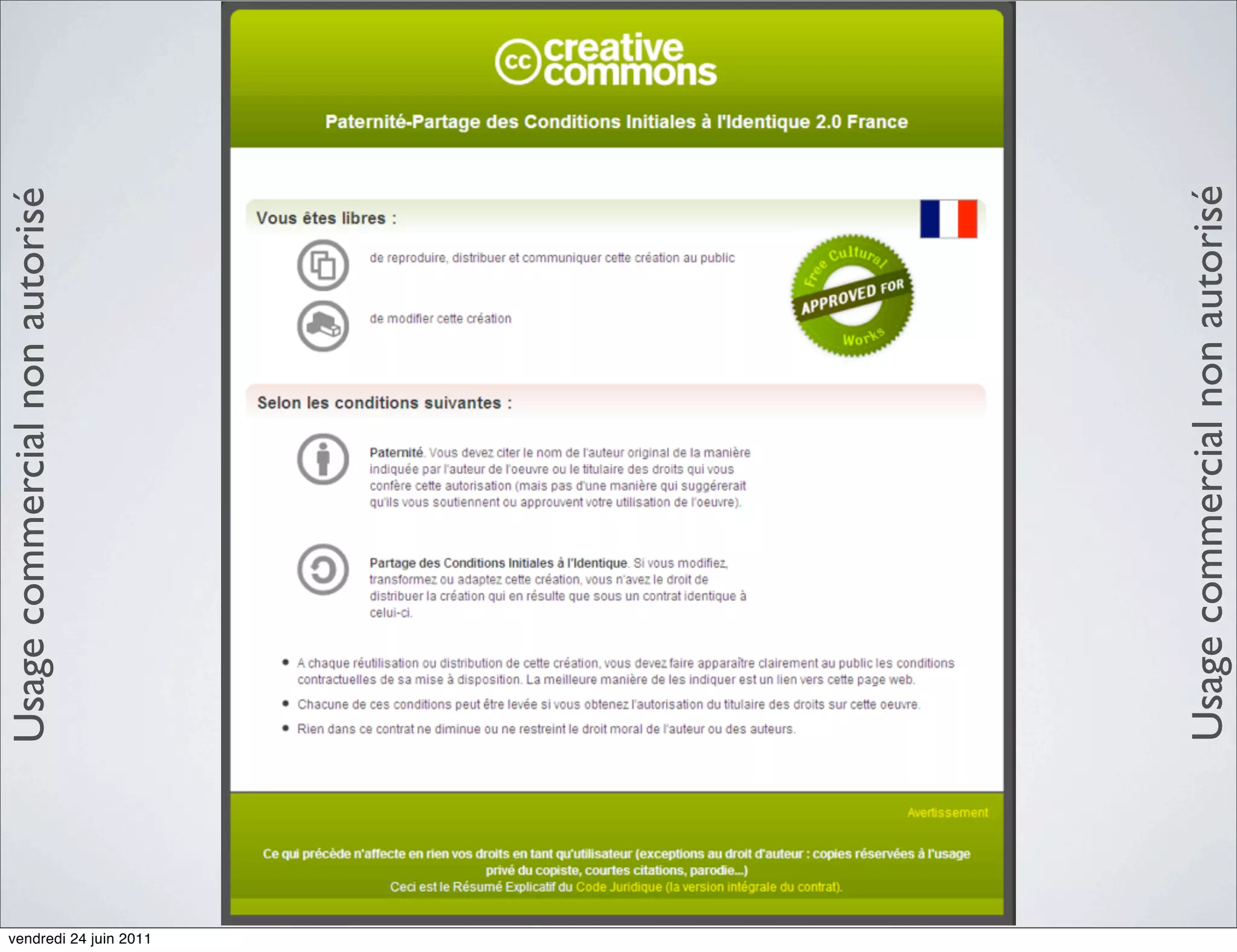 Usage commercial non autorisé




vendredi 24 juin 2011




                        Usage commercial non autorisé
 