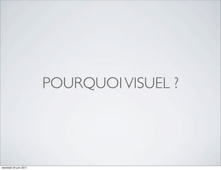 POURQUOI VISUEL ?




vendredi 24 juin 2011
 