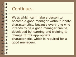 are managers born or made