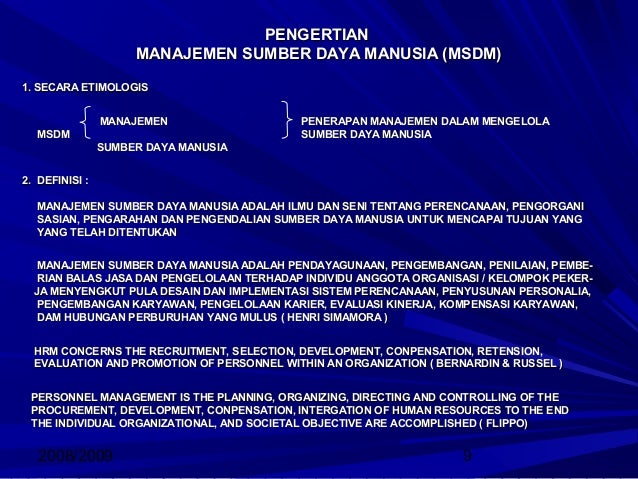 Manajemen Sumber Daya Manusia manajemen sumber daya manusia
