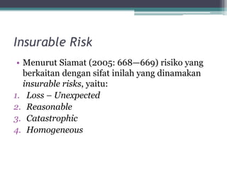 Homogeneous Insureable Risk Manajemen asuransi ppt | PPTX