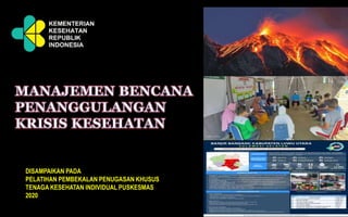 DISAMPAIKAN PADA
PELATIHAN PEMBEKALAN PENUGASAN KHUSUS
TENAGA KESEHATAN INDIVIDUAL PUSKESMAS
2020
 