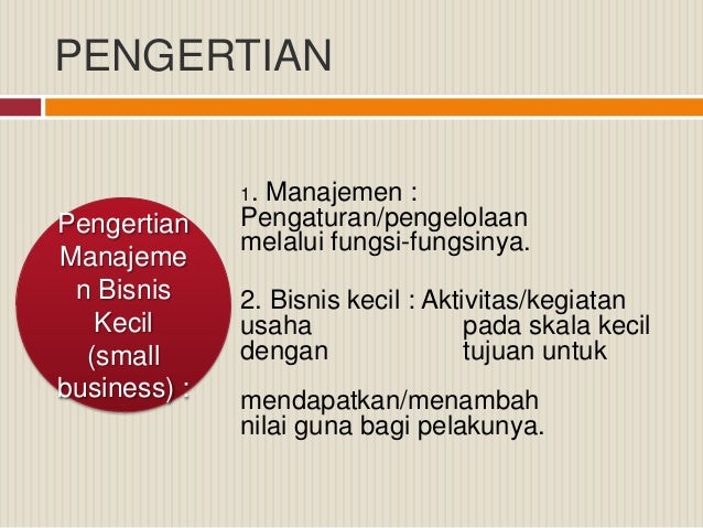 Manajemen Bisnis Kecil Kewirausahaan