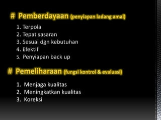 1. Menjaga kualitas
2. Meningkatkan kualitas
3. Koreksi
 