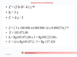 11/21/2014 
Manajemen Kas dan Surat Berharga 
www.stiekesatuan.ac.id 
 