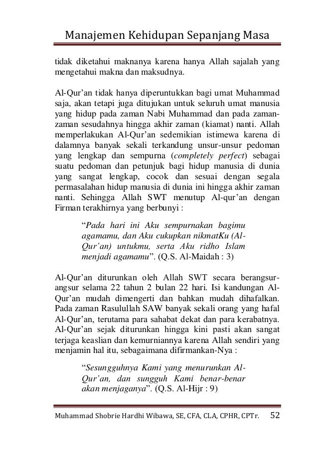 Manajemen Kehidupan Sepanjang Masa