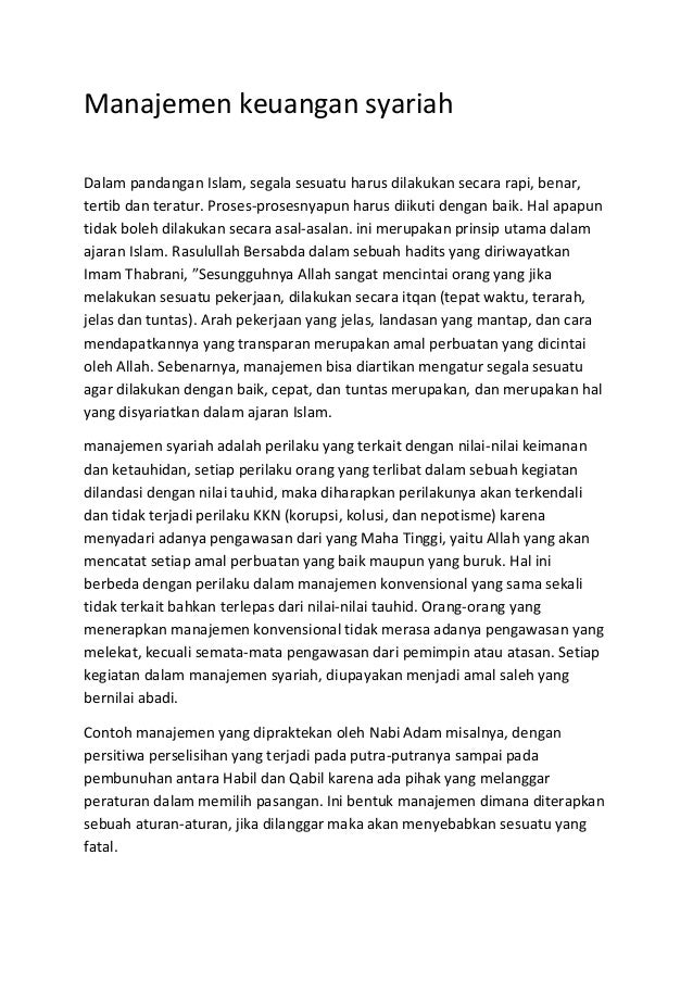 Manajemen Keuangan Syariah