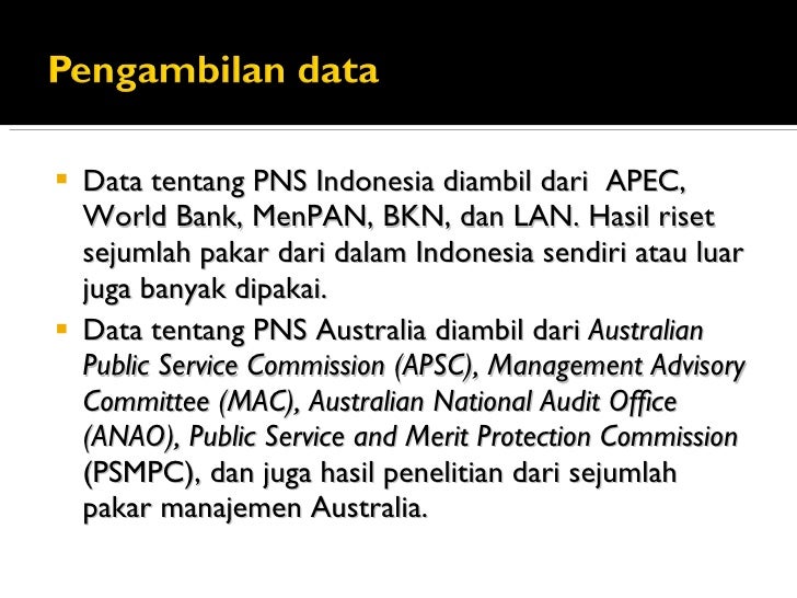 Studi Banding Manajemen Kinerja antara PNS Indonesia dan 