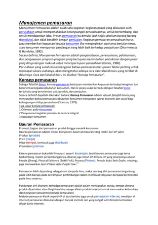 Manajemen pemasaran wikipedia | PDF