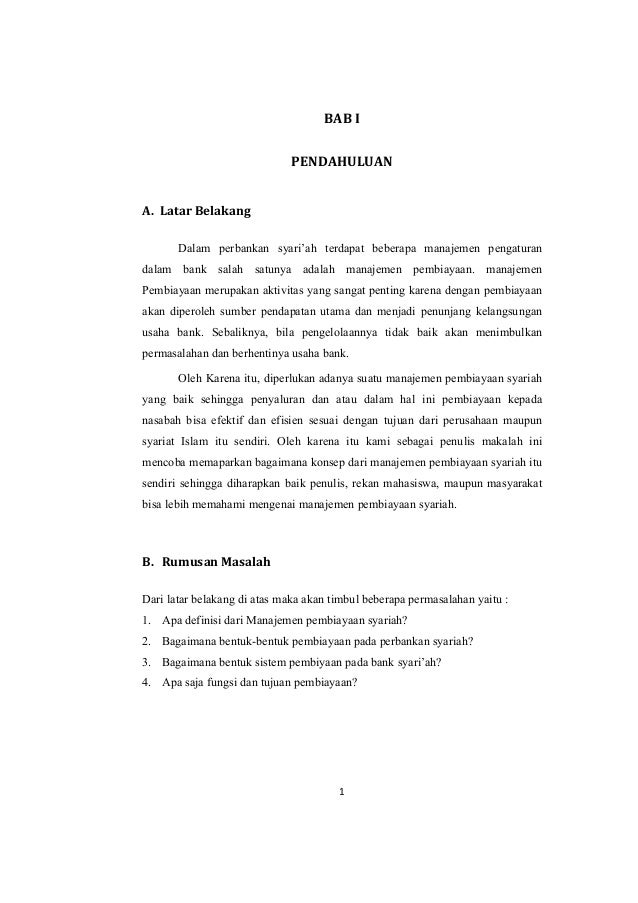 Manajemen Pembiayaan Bank Syariah