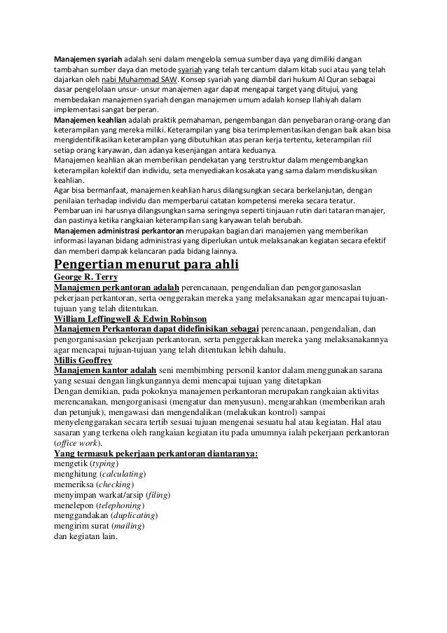 Manajemen Perkantoran Manajemen Syariah manajemen perkantoran manajemen syariah