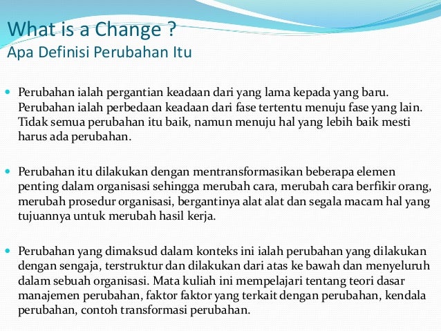 Manajemen Perubahan By Ade Muslimat