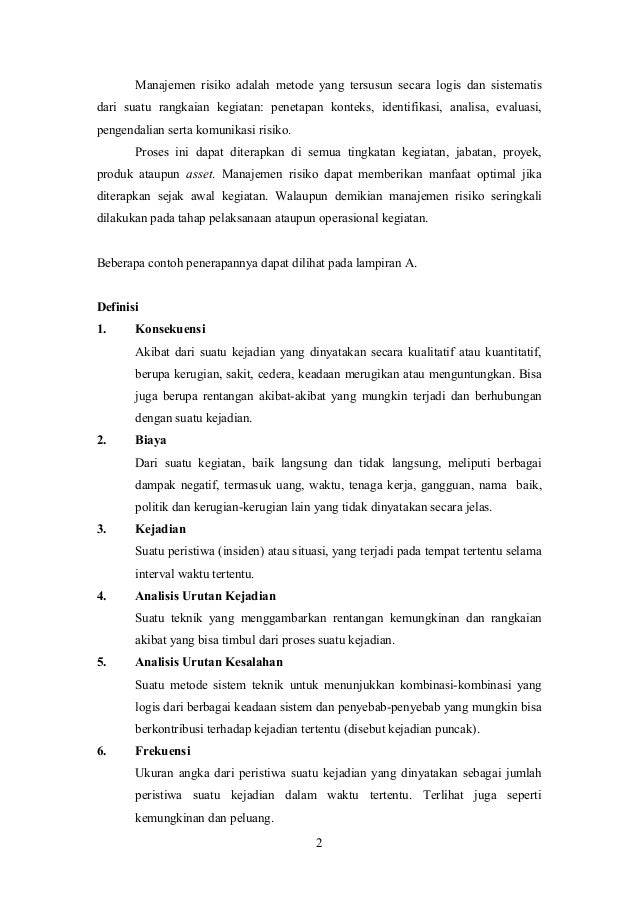 KONSULTAN MANAJEMEN RESIKO - RISK MANAGEMEN CONSULTANT I 