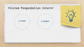 *Sistem Pengendalian Intern*
a. Andal
12
b. Efektif
 