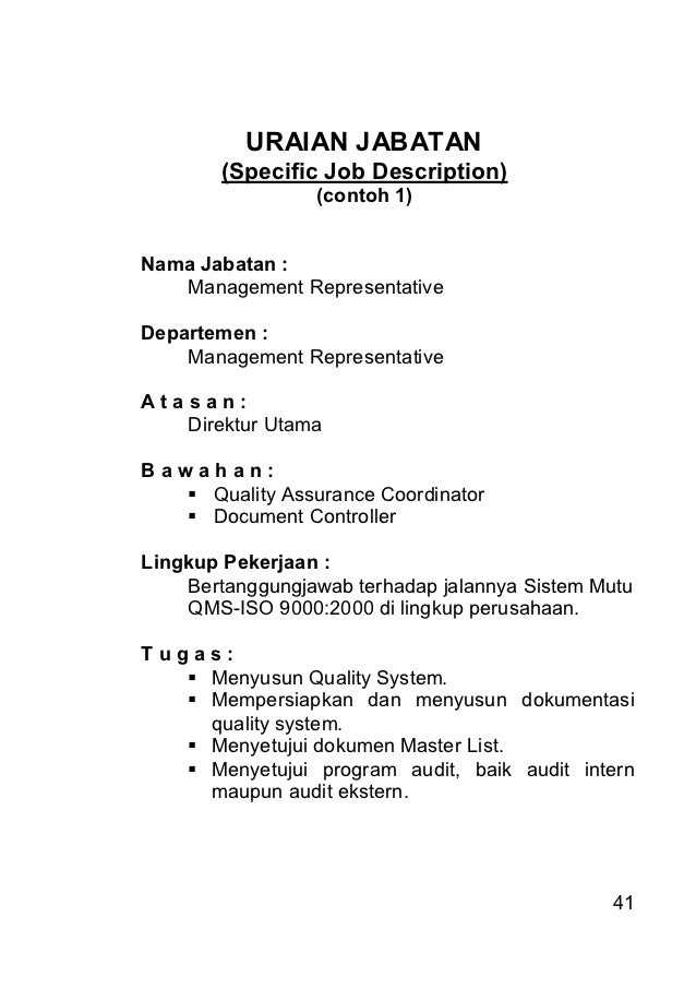 Contoh Job Description Direktur Operasional - Contoh 408