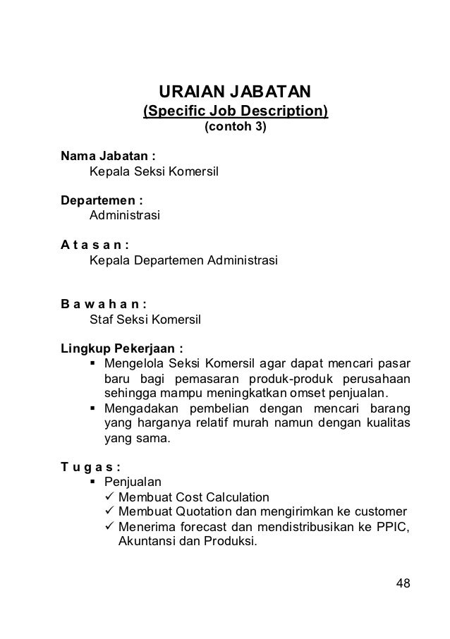 Contoh Job Description Pekerjaan - Kontrak Kerja