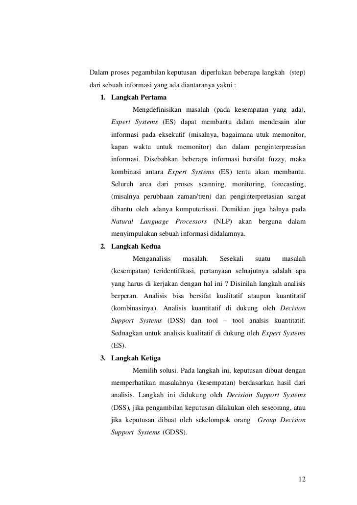 Manajemen Sistem Informasi Sistem Pendukung Keputusan Teknik