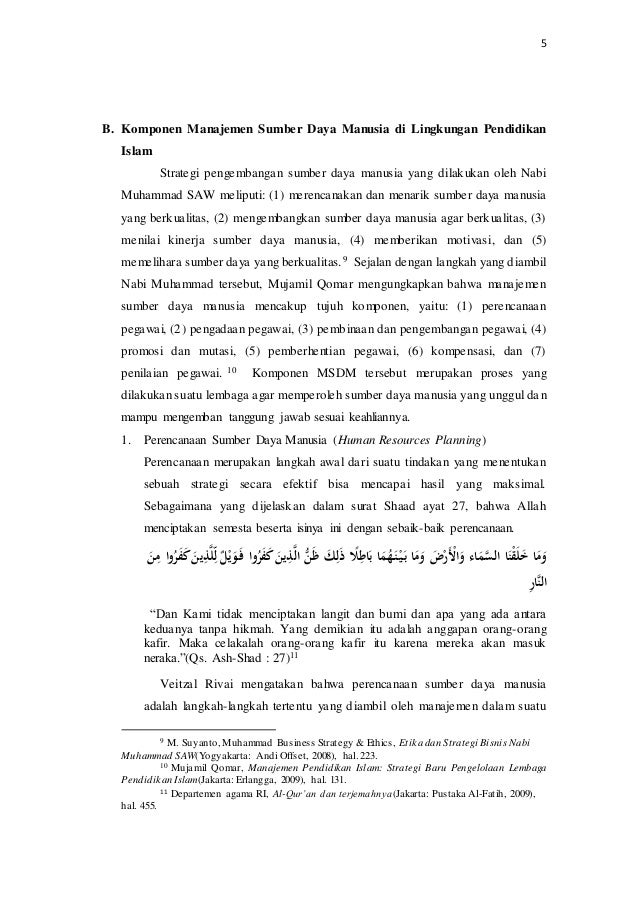 Manajemen Sumber Daya Manusia Di Lingkungan Pendidikan Islam