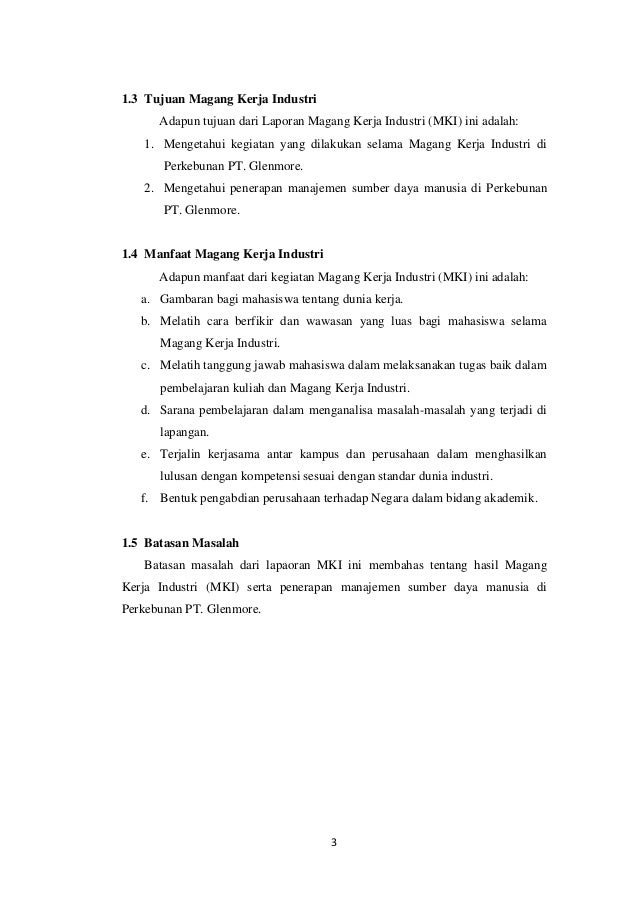 Contoh Laporan Magang Kerja Industri Tentang Manajemen Sumber Daya Ma