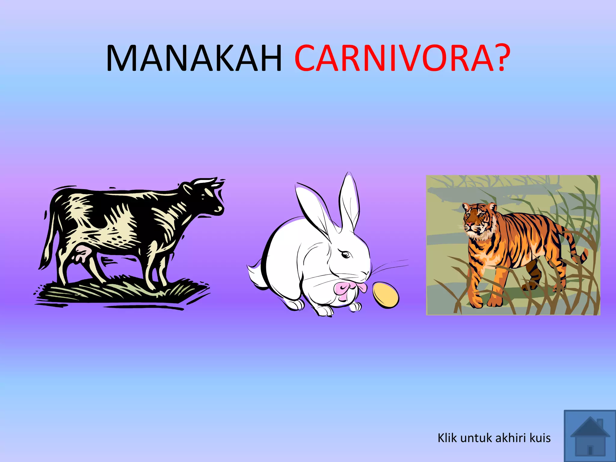 MANAKAH CARNIVORA?
Klik untuk akhiri kuis