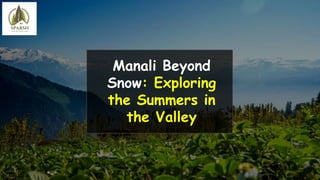 Manali Beyond
Snow: Exploring
the Summers in
the Valley
 