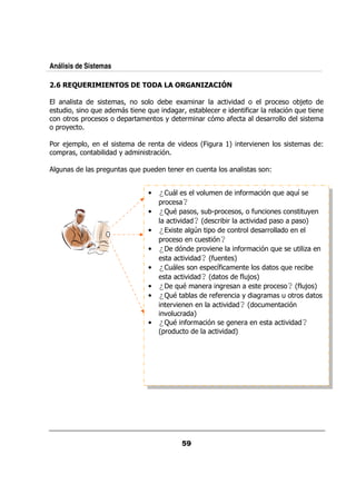 Análisis de Sistemas

  @

                             ?                   A    &      .        0&        ;
  / ?          :/                   :/           &?      &        $ & &      % :/
     &    0&                 0 &             +    &   & %    $          &&
 0& +

  & ; 0 ?                           &            .    G! / #H
                                                          &       &.                     @
   0& ?                  +           &   %

   /            0&   /           : 0/
                                  /              &    /                 @


                                    •    ¿   /        ./         $&    % : :5
                                                                          / /
                                         0&    ?
                                    •    ¿3/ 0 ? / M0&
                                             9                  ? $ /             / +
                                              . ?G       & &       .     0     0   H
                                    •    ¿ A     D 0           &       &&
                                         0&        / %?
                                    •    ¿    % 0& .           $&    % :   /    / ,
                                                . ? G$  /    H
                                    •    ¿ /        0 5  $                  : &
                                                                             /
                                                . ?G           $; H
                                                                  /
                                    •    ¿ :9 /     &     &            0&     ? G$ ; H
                                                                                  /
                                    •    ¿3/ 9        & $&      +    &       / &
                                            &.            . ?G       /         %
                                           . /&  H
                                    •    ¿3/ $&
                                             9       %          &             . ?
                                         G0& /           . H
 