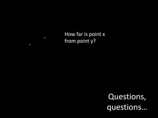 How far is point x from point y?Questions, questions…