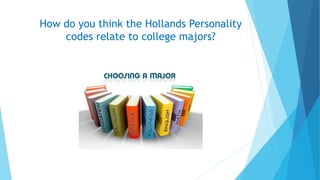 How do you think the Hollands Personality
codes relate to college majors?
 