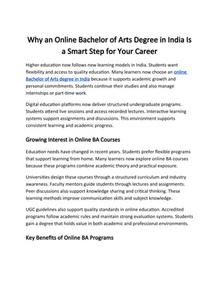 Why an Online Bachelor of Arts Degree in India Is a Smart Step for Your ...