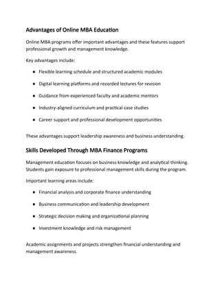 Student Learning Any Mba Module How Online MBA Programs Support Modern Career Growth | DOCX