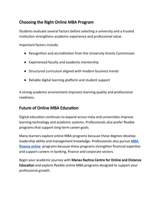 How Online MBA Programs Support Modern Career Growth | DOCX