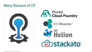 13© Copyright 2016 Pivotal. All rights reserved.
Many flavours of CF
 