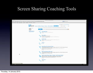 Screen Sharing Coaching Tools




Thursday, 14 January 2010
 
