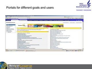 Portals for different goals and users 