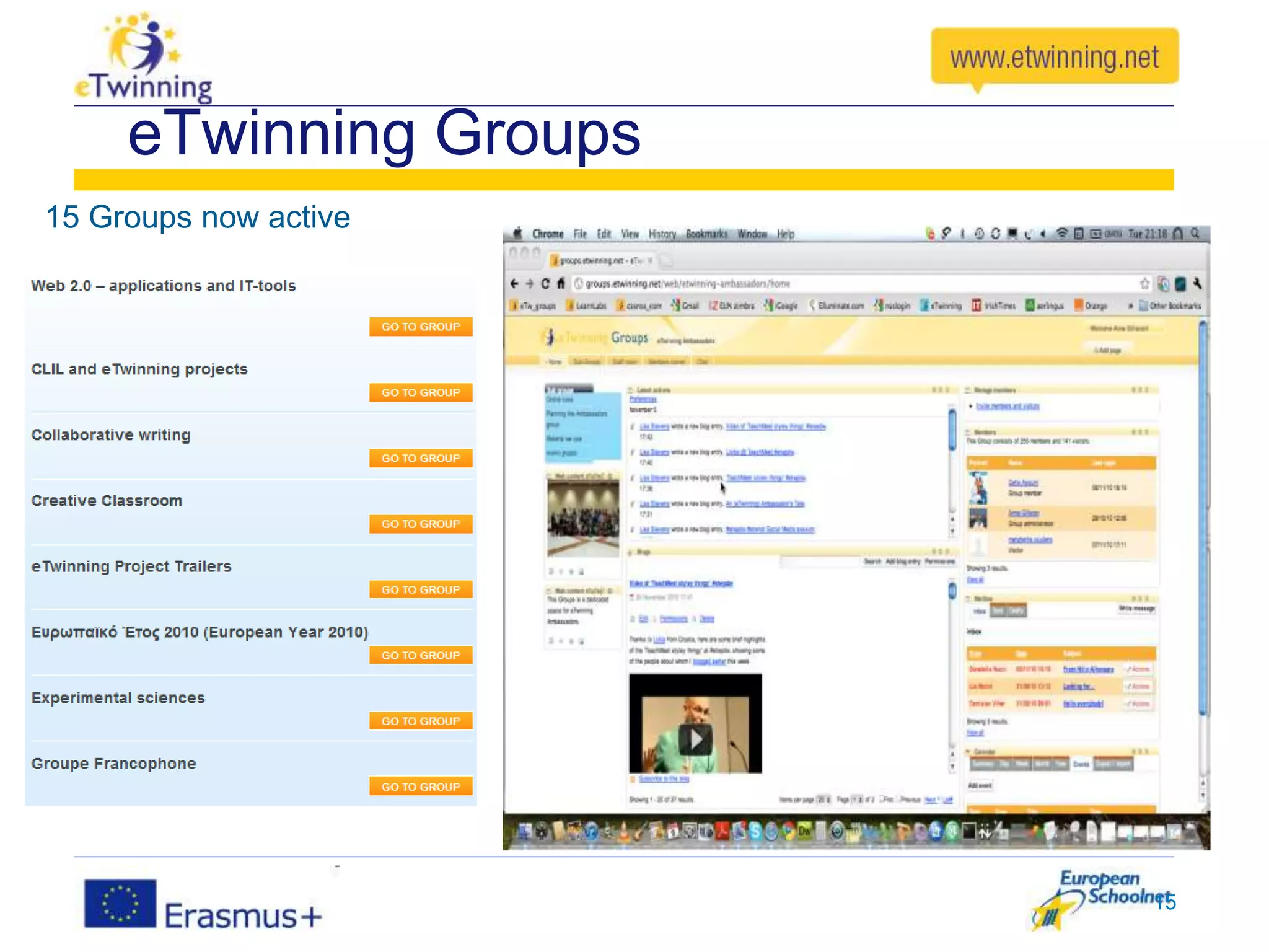 eTwinning Groups
15 Groups now active
15
 