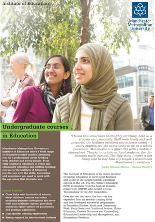 Manchester Metropolitan University - Under Graduate courses - Intelligent Partners