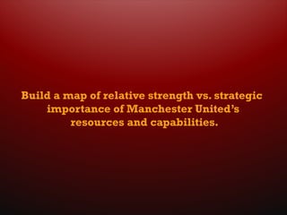 Build a map of relative strength vs. strategic
importance of Manchester United’s
resources and capabilities.
 
