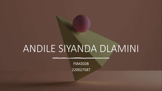 ANDILE SIYANDA DLAMINI
FSM202B
220027587
 