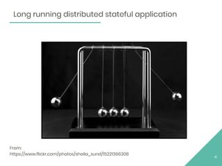 From:
https://www.flickr.com/photos/sheila_sund/15221366308
41
Long running distributed stateful application
 