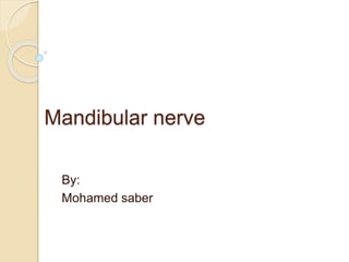 Mandibular nerve
By:
Mohamed saber
 